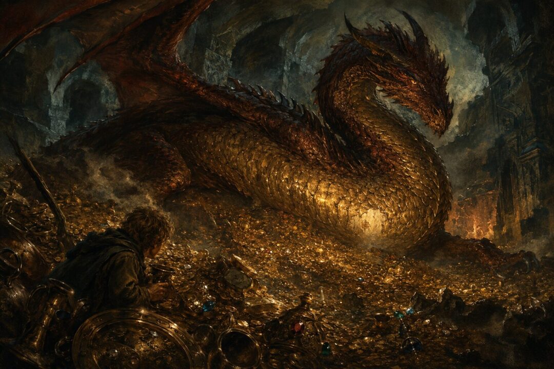 A thrush warns Bard in burning Lake-town as Smaug turns above and reveals his hidden weak place.