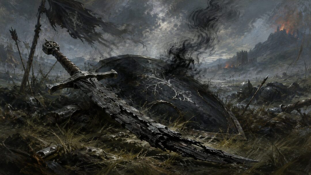 The ancient Barrow-blade withers on the battlefield after wounding the Witch-king.