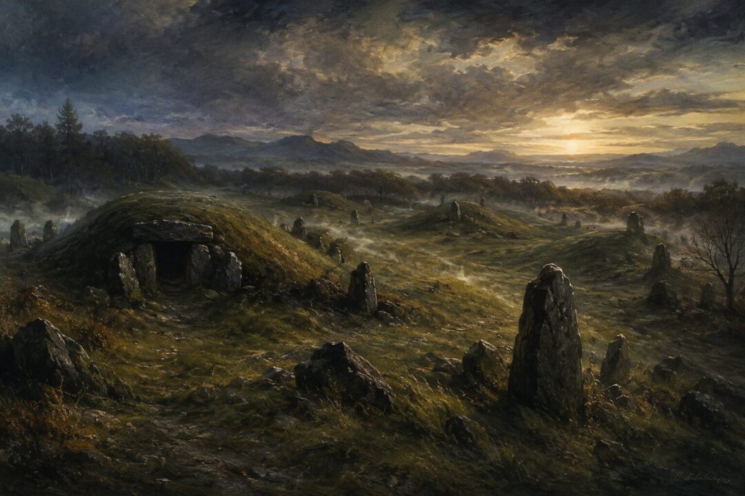 The ancient Barrow-downs under gathering twilight long after the fall of Angmar