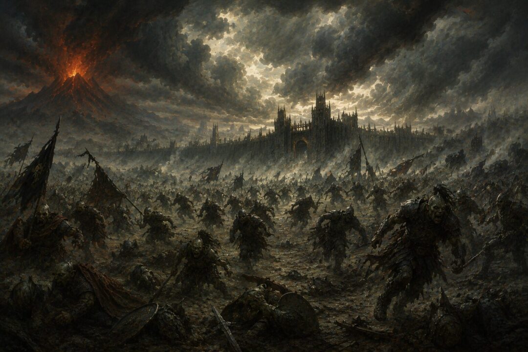 Mordor's armies breaking apart after the destruction of the One Ring