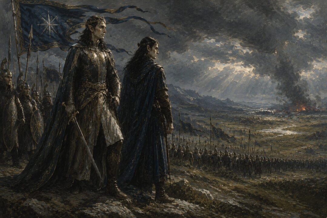 Elrond serving beside Gil-galad before the campaign of the Last Alliance.