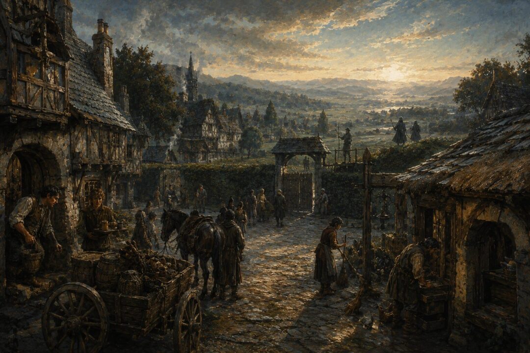 Ordinary life continuing in Bree while Rangers secretly guard the surrounding lands.