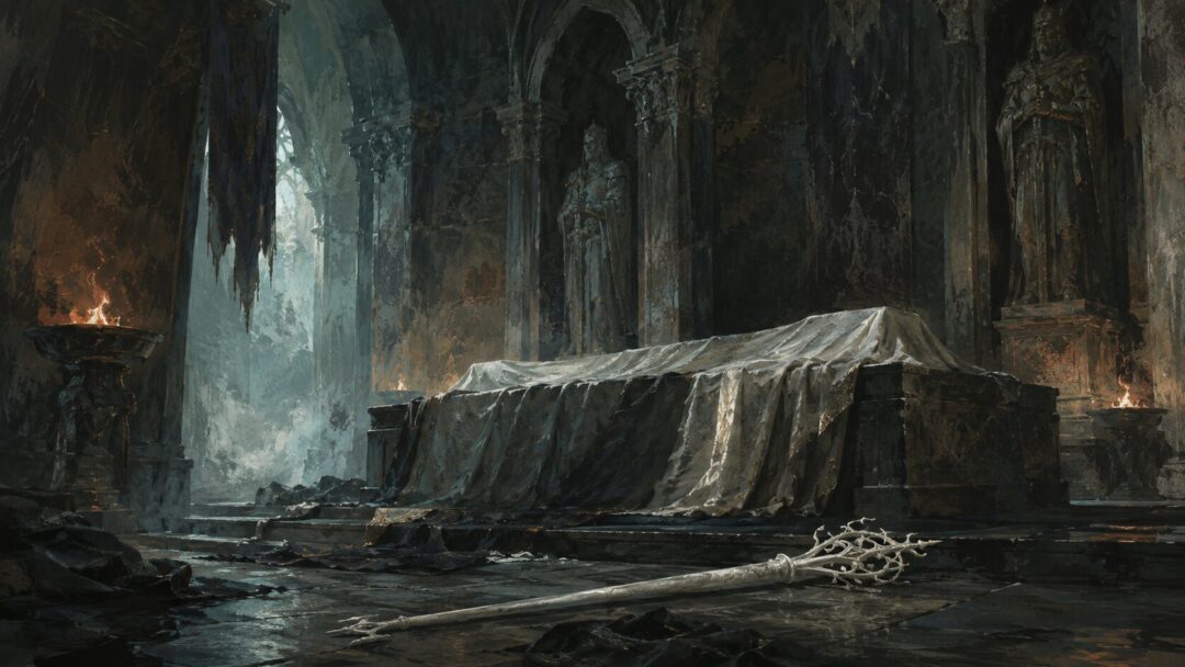 A dim stone chamber in the House of Stewards evokes Denethor’s grief and despair.