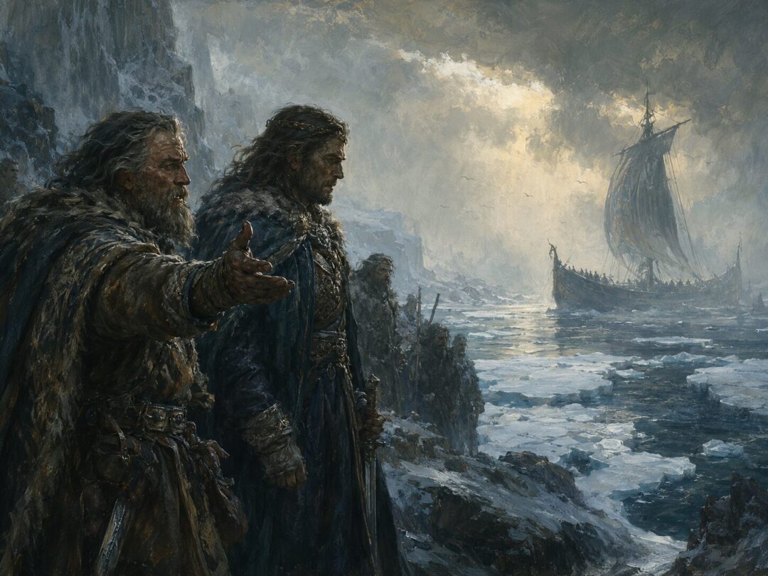 The chief of the Lossoth warns Arvedui not to board a ship waiting beyond the broken ice of Forochel.