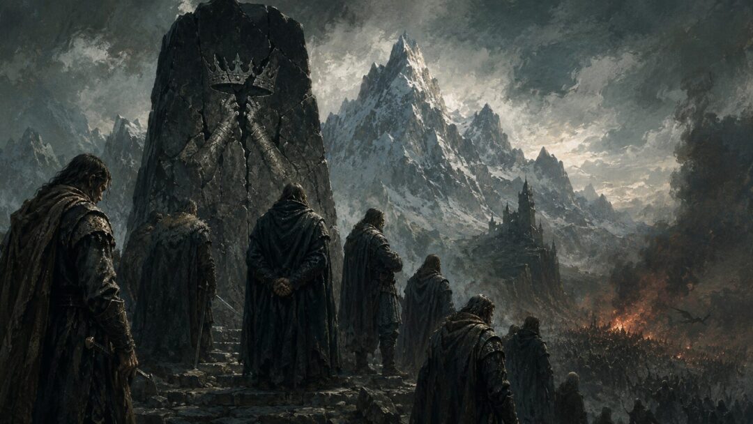 The Men of the Mountains stand near the Stone of Erech as their ancient oath is broken.