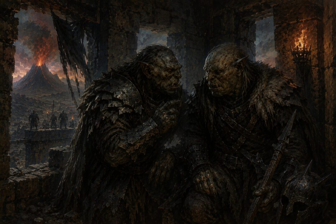 Symbolic image of Morgoth's corruption leading to the tragic existence of the Orcs.