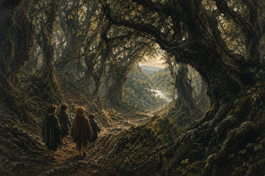 The Old Forest subtly funnels the Hobbits toward the Withywindle Valley.