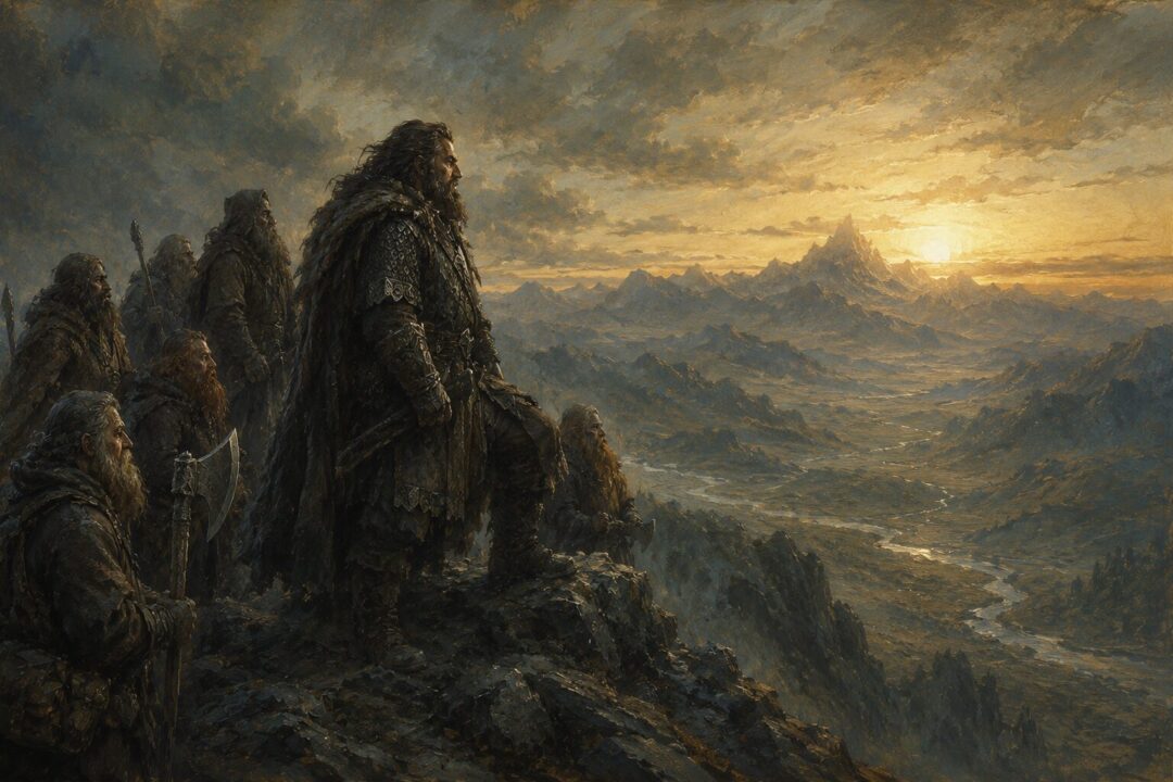 Thorin Oakenshield gazing toward the Lonely Mountain during his years of exile.