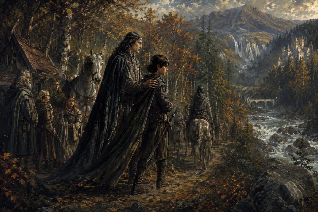 Young Aragorn as Estel journeying from the hidden Dúnedain to Rivendell.