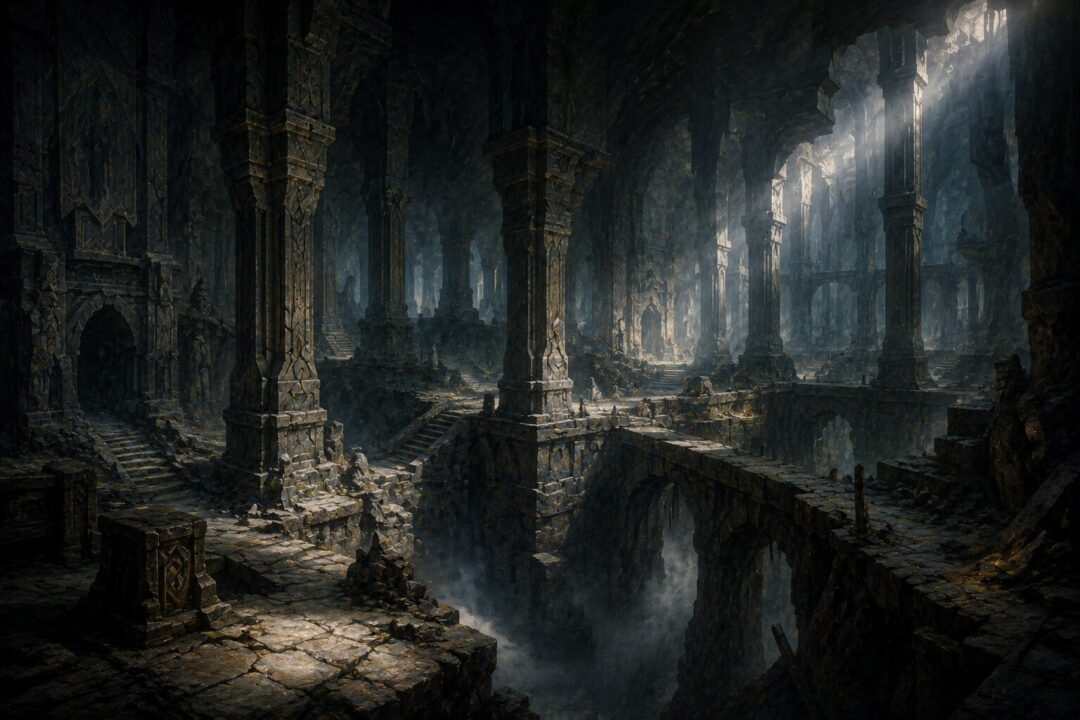 Dáin Ironfoot pausing before the East-gate of Moria after sensing the hidden terror within.
