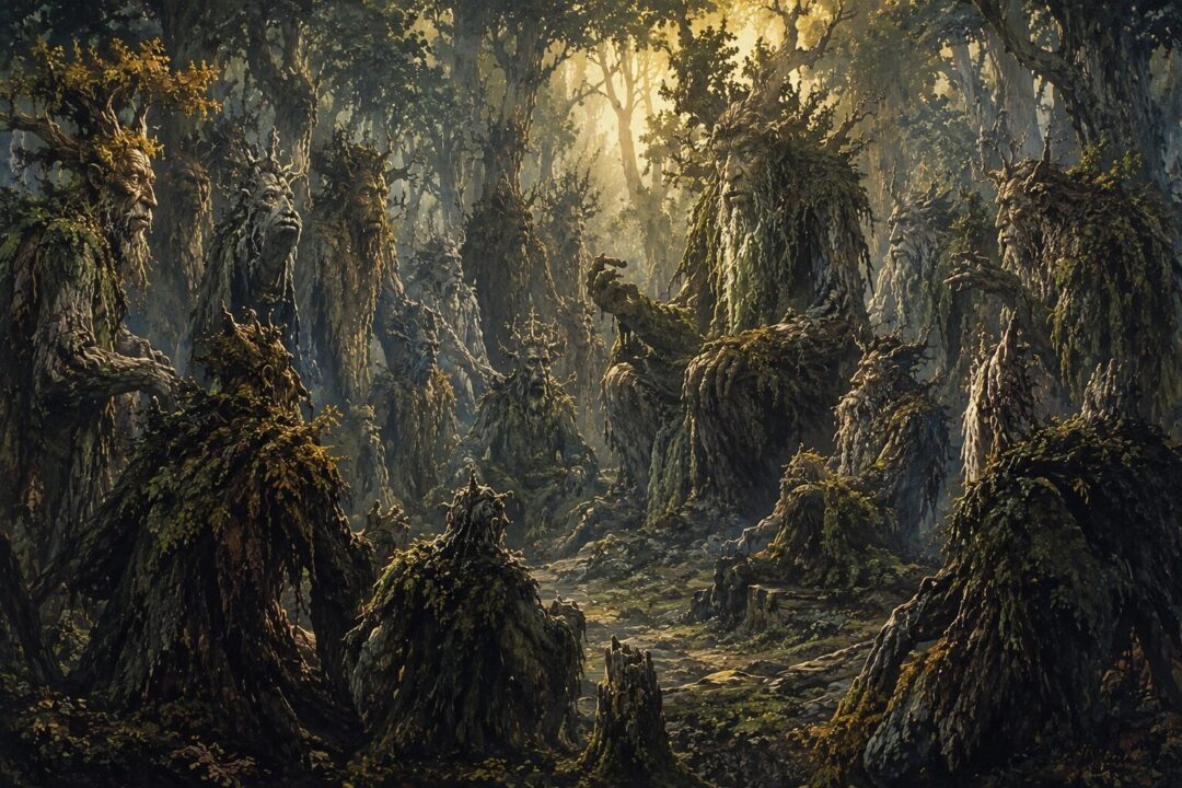 The Ents gathered in the Entmoot for their solemn debate before the Last March.