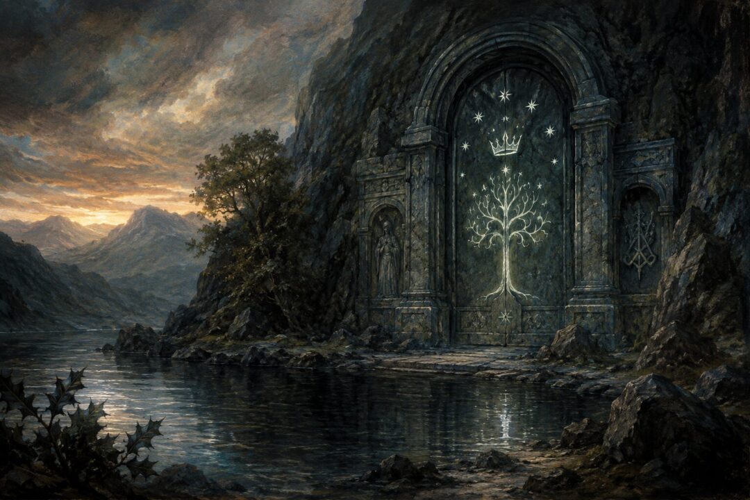 The abandoned halls and towering pillars of ancient Khazad-dûm deep beneath the Misty Mountains.