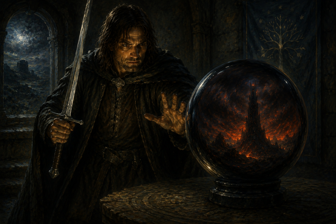 Aragorn deliberately uses the palantír of Orthanc to reveal himself and challenge Sauron.