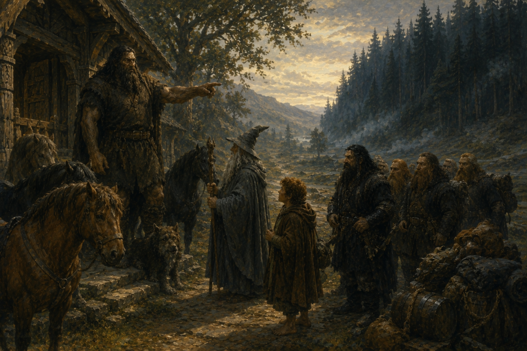 Beorn provides ponies, provisions, and warnings as Bilbo and Thorin's Company prepare for Mirkwood.