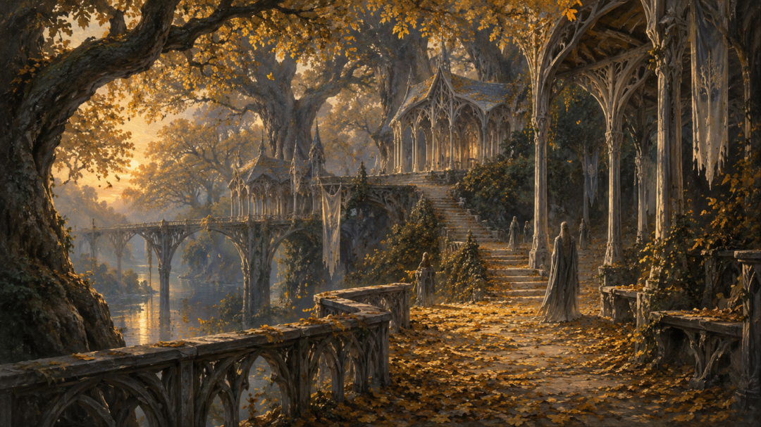 Celeborn leaving the diminished lands of Lórien and traveling west toward Rivendell