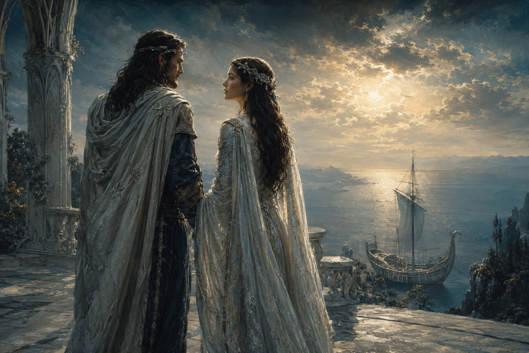 Weary Eärendil turns to Elwing as she chooses to be counted among the Firstborn