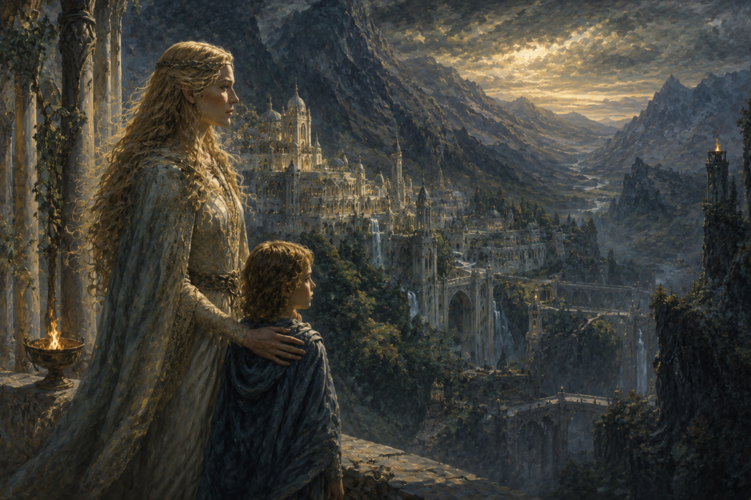 Eärendil and Elwing at the Havens of Sirion symbolizing the meeting of Gondolin and Doriath.
