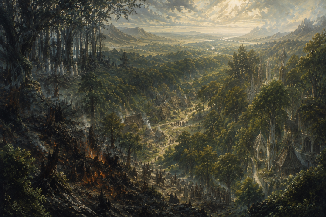 Eryn Lasgalen divided among Thranduil's realm, the Beornings and Woodmen, and East Lórien