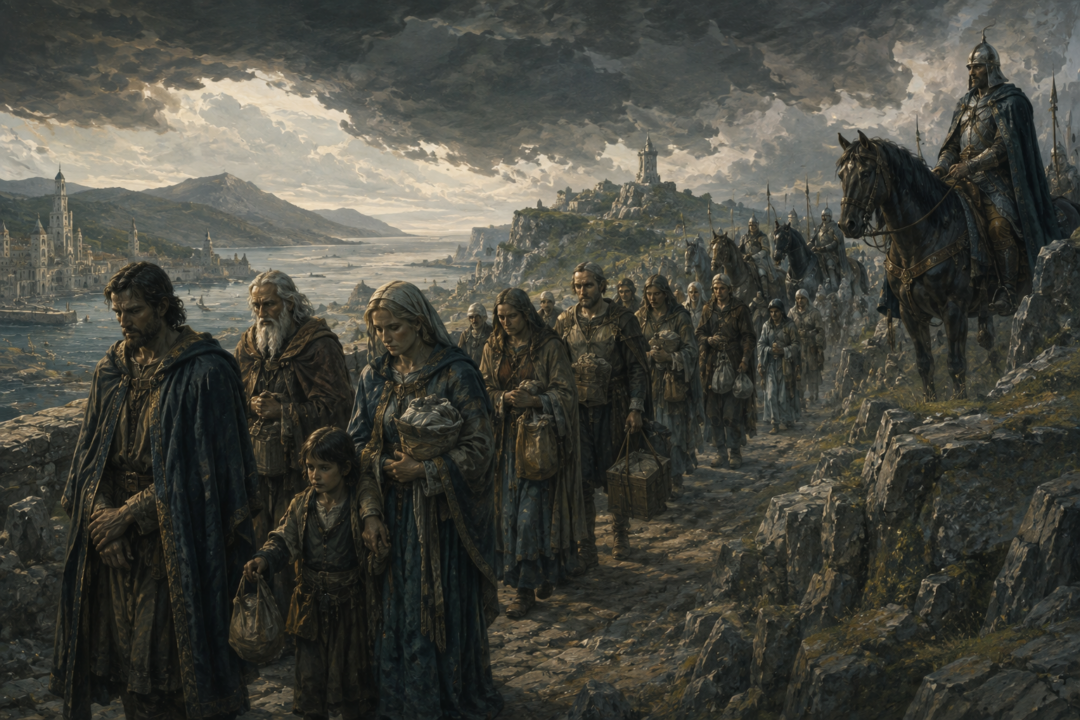 Númenórean Faithful forced to leave the western lands near Andúnië and move east toward Rómenna.