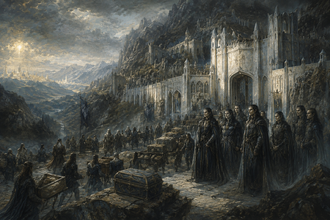 Fëanor and his sons establish the fortified stronghold of Formenos during his banishment from Tirion.