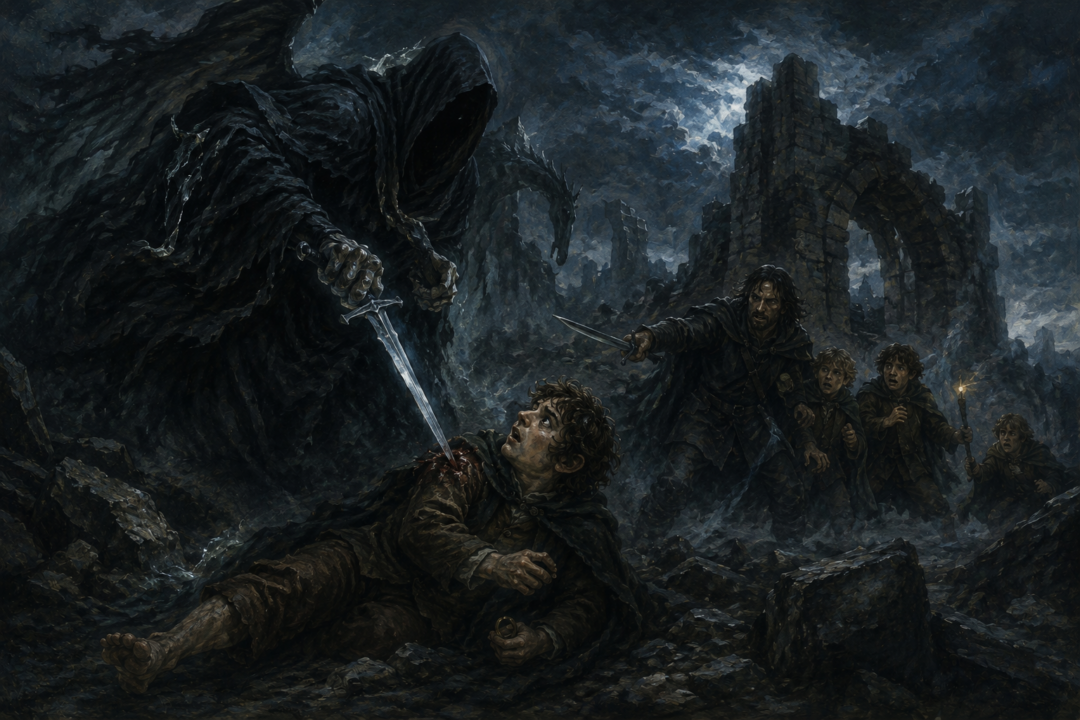Sam finds Frodo paralysed after Shelob's attack near Cirith Ungol on 13 March.