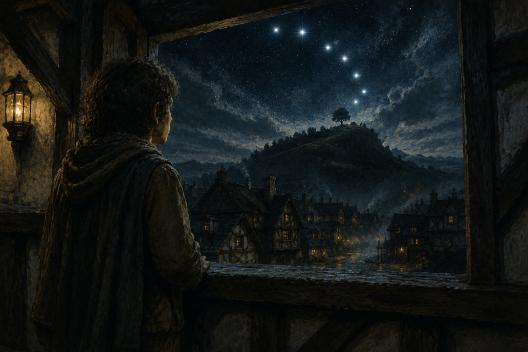 Frodo sees the seven stars of the Sickle shining above Bree-hill during his journey.