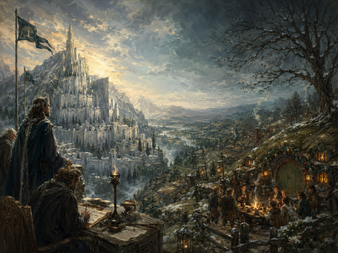 Gondor and the Shire contrasted as they mark the beginning of the Fourth Age using different calendars