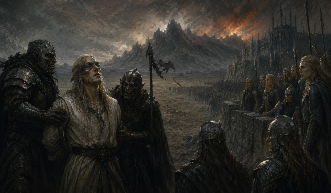 Gwindor recognizing his blinded captive brother Gelmir before the western host at Eithel Sirion.