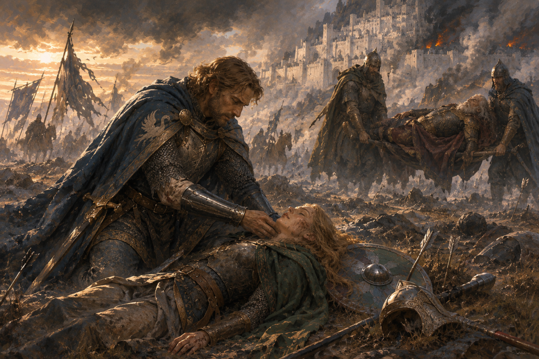 Prince Imrahil assumes temporary authority in Minas Tirith after Denethor's death while Faramir is gravely wounded.
