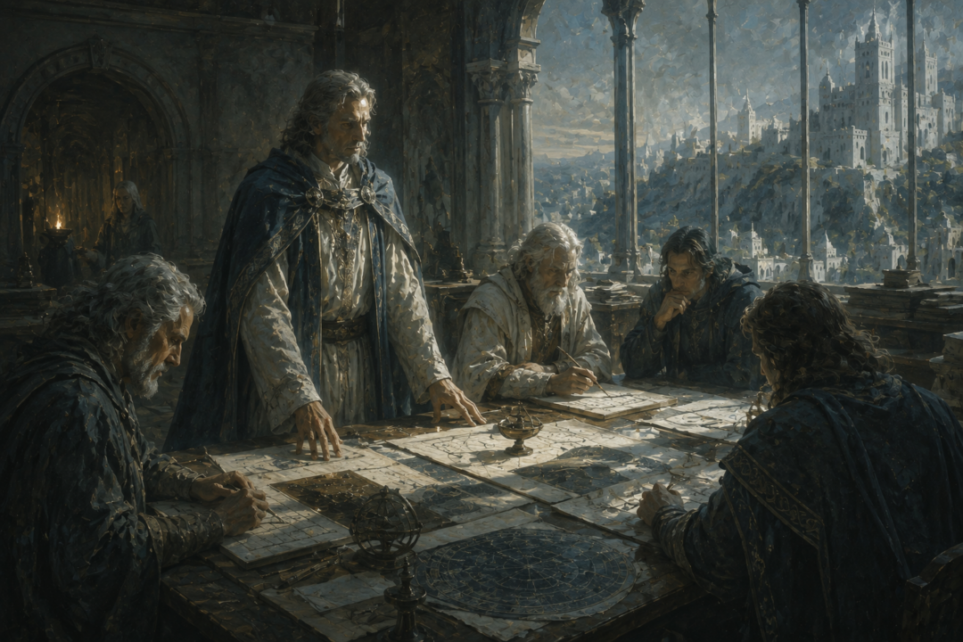 Mardil Voronwë and Gondorian scholars preparing the calendar correction at the end of Third Age 2059