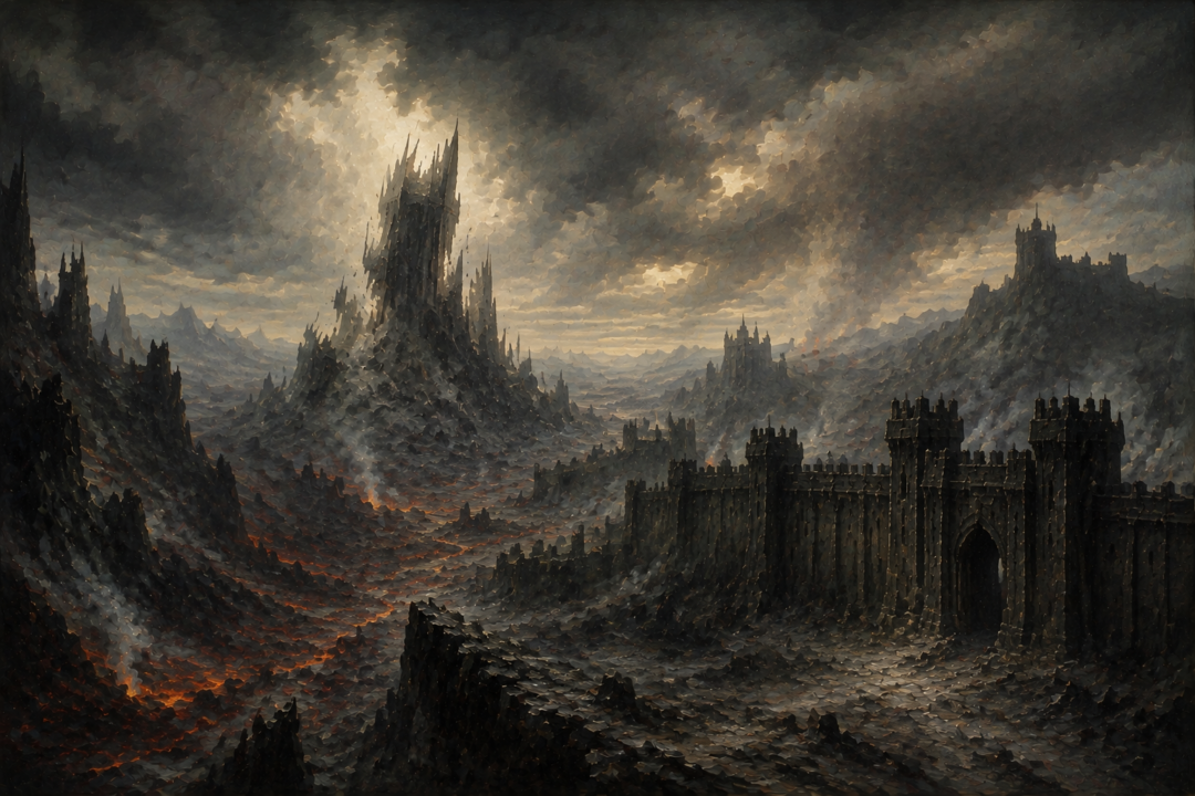 The surviving fortifications of Mordor after Barad-dûr's collapse