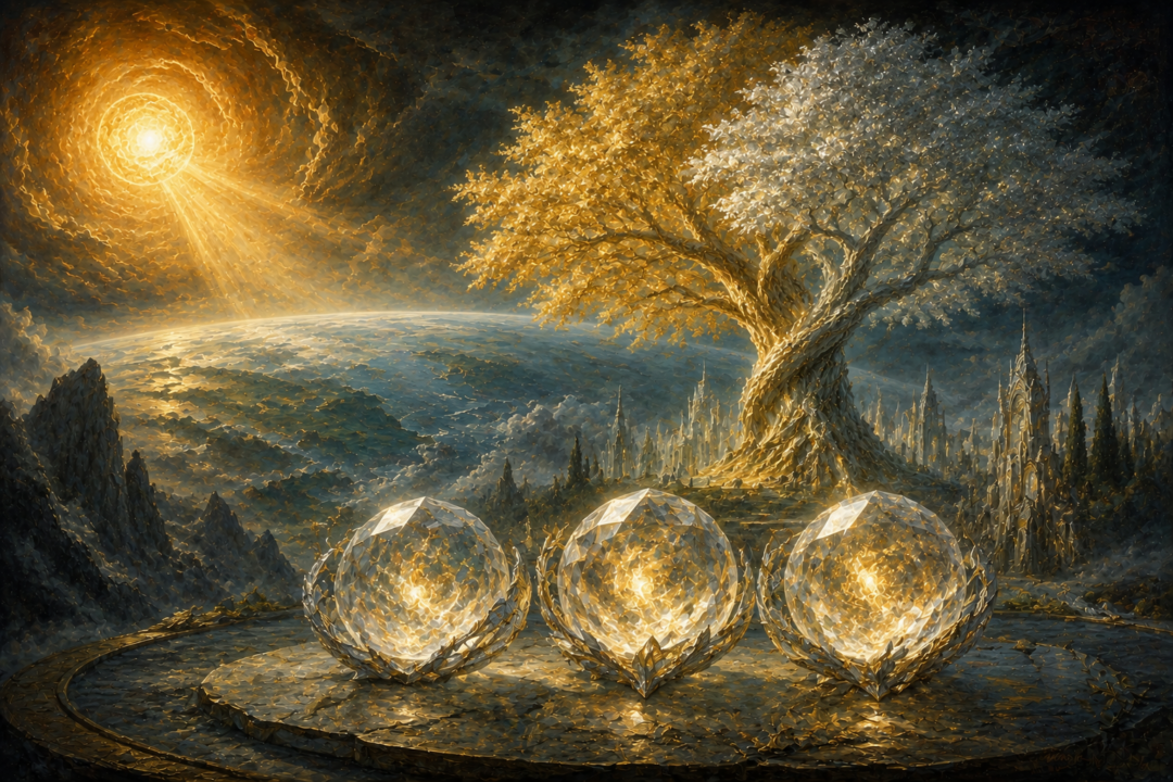 Three Silmarils, the Two Trees, and the primordial Sun symbolize the inheritance of ancient uncorrupted light.