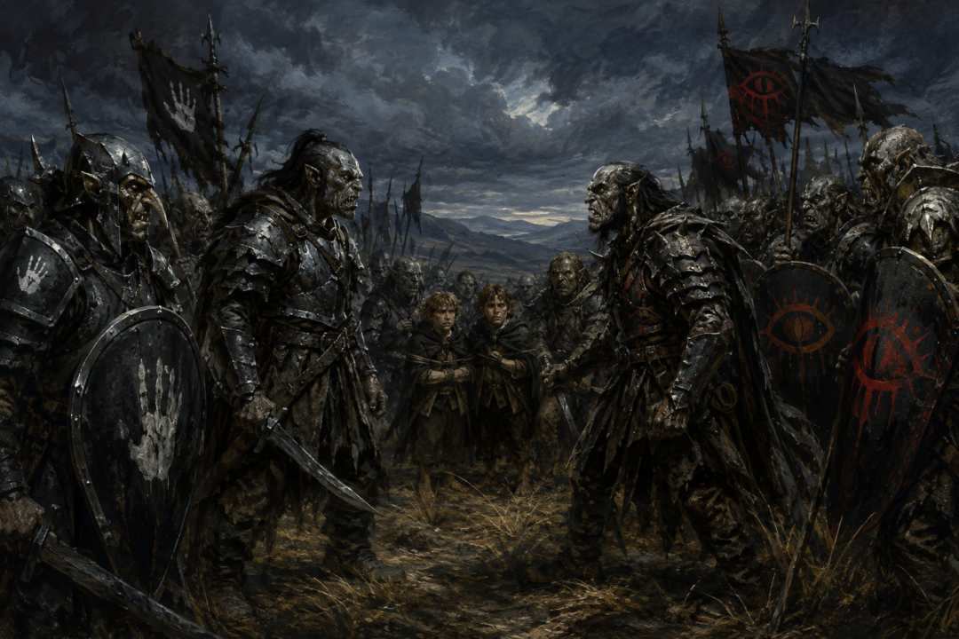 Uglúk and Grishnákh confront each other as White Hand and Red Eye Orc factions march across Rohan.