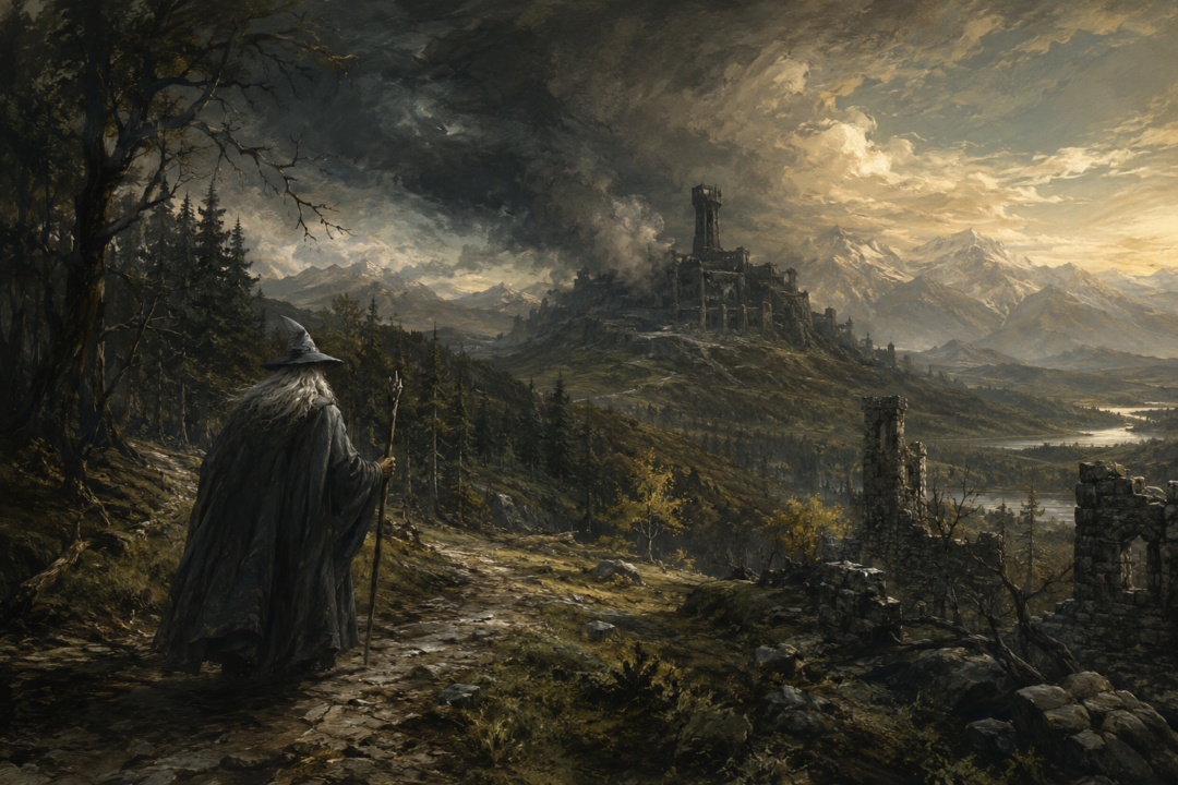 Gandalf leaving the shadow of Dol Guldur as the Watchful Peace begins in Middle-earth