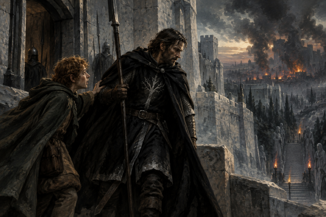 Beregond choosing to leave his Citadel post after learning that Faramir is in danger