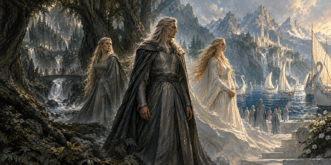 Symbolic depiction of Celeborn between his alternative origins in Doriath and Aman