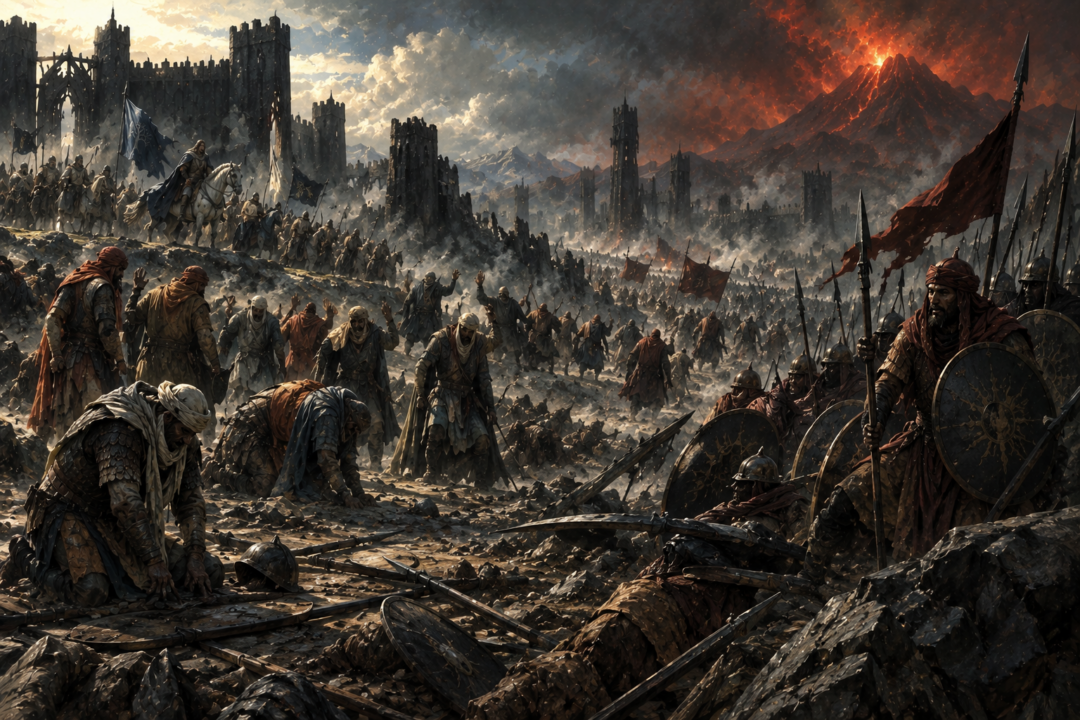 Easterlings and Southrons react differently to Sauron's fall, with warriors fleeing, surrendering or gathering for a final stand.