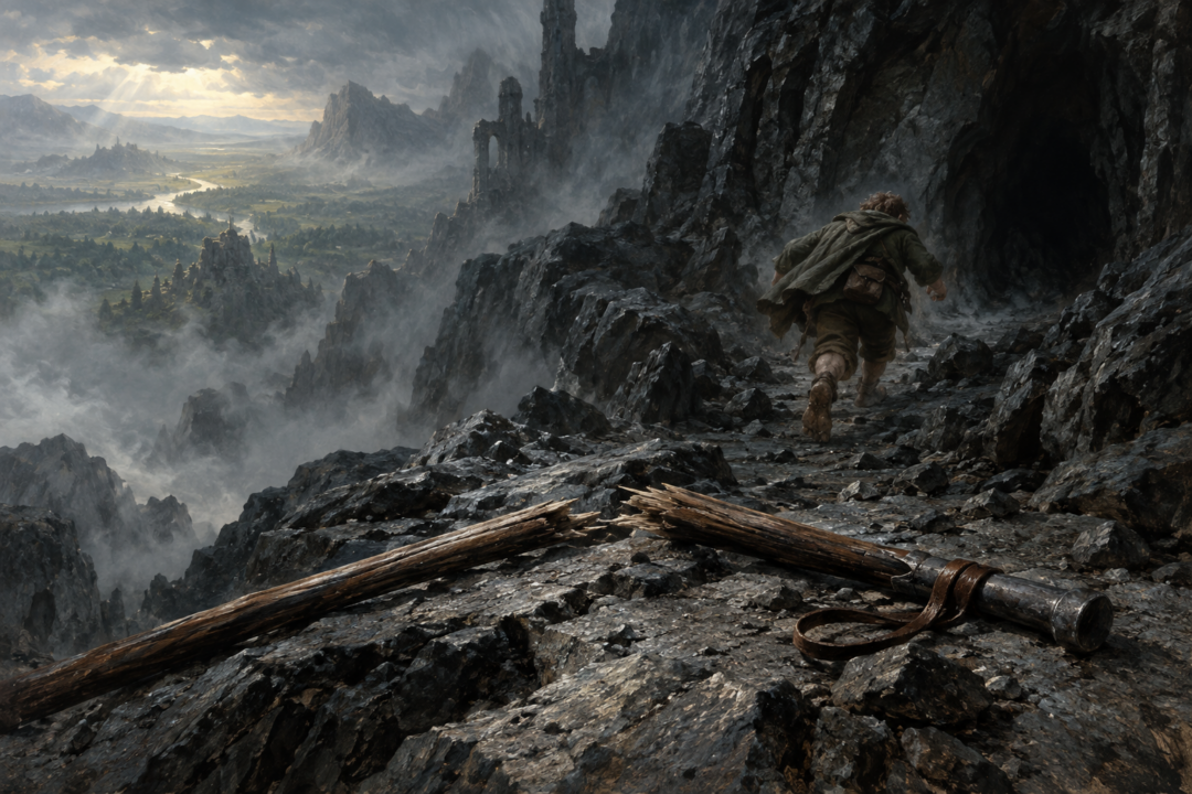 Faramir gives Frodo and Sam two lebethron walking-staves before their departure from Ithilien.