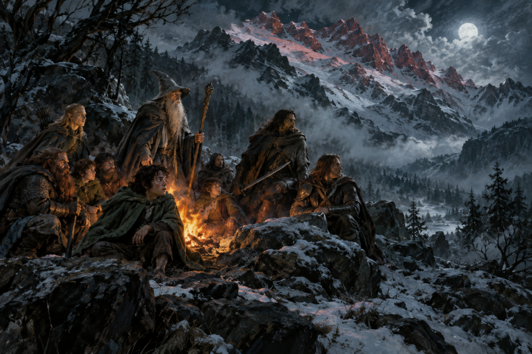 The Fellowship hears Wargs howling west of Moria after retreating from Caradhras.