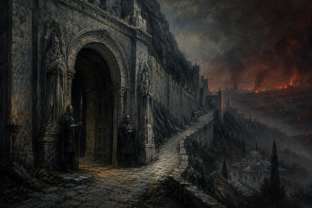 Fen Hollen, the guarded Closed Door leading from Minas Tirith toward the Silent Street of Rath Dínen during the siege