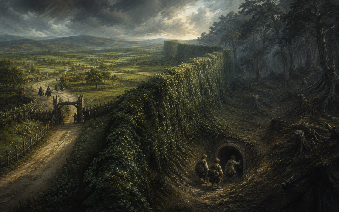 The High Hay dividing Buckland from the Old Forest as Frodo and his companions choose the dangerous secret route east.