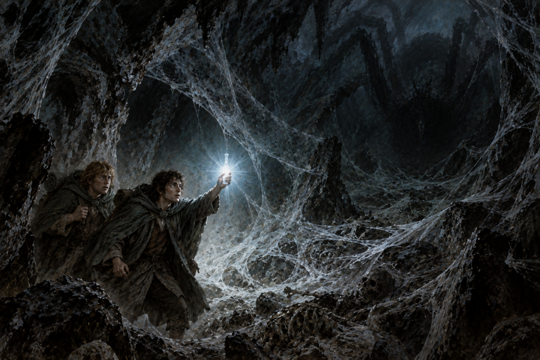 Frodo follows Gollum toward Mordor despite knowing that his guide may be leading him into danger.