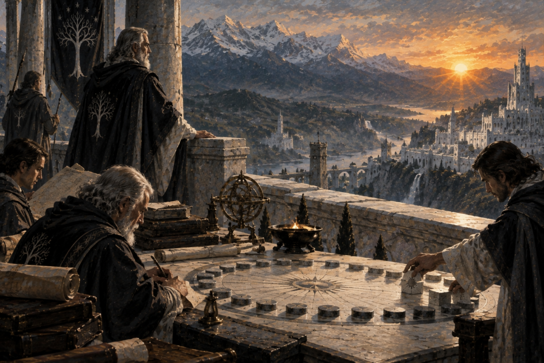 Steward Hador and Gondorian calendar keepers observing the Sun before the additional correction day of Third Age 2360.