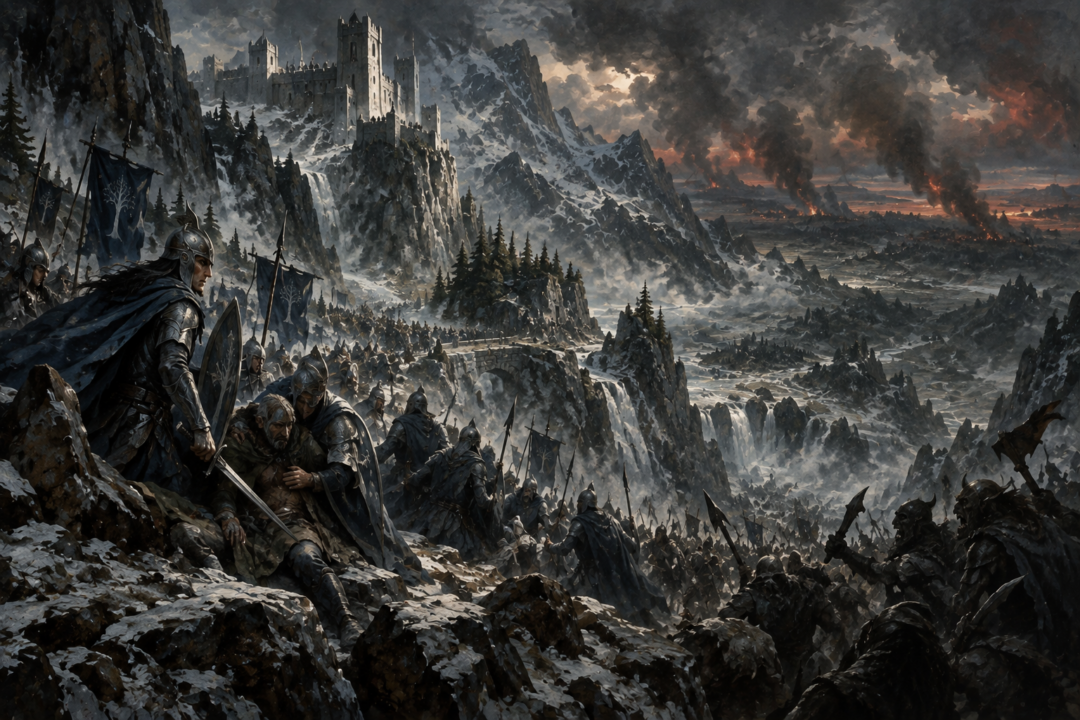 Elves and Edain defending the mountain approaches to Hithlum during the Dagor Bragollach