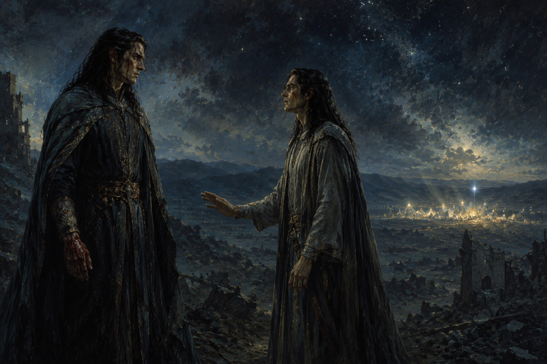 Maedhros and Maglor debating whether to break the Oath of Fëanor after the War of Wrath