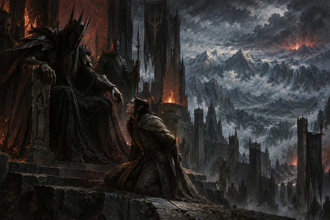 Maeglin before Morgoth as the hidden location of Gondolin becomes vulnerable through betrayal