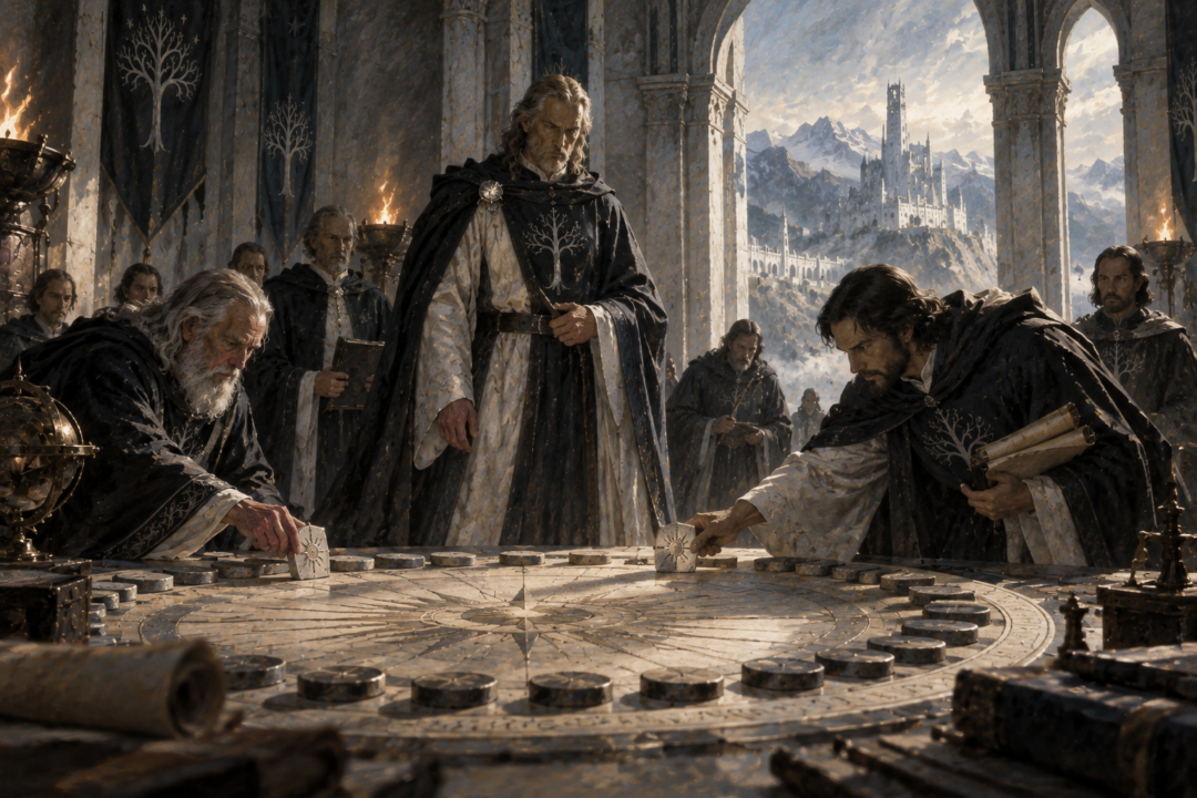 Mardil overseeing Gondor's exceptional two-day calendar correction at the end of Third Age 2059.