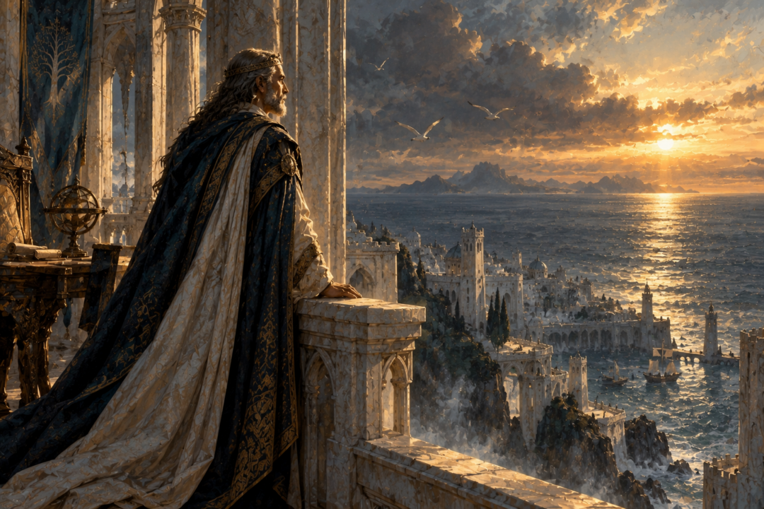 Prince Imrahil overlooking the Bay of Belfalas as a later bearer of an Adûnaic name
