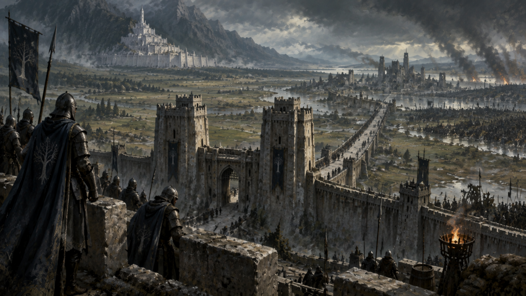 Gondorian defenders at the Causeway Forts where the road from Osgiliath enters the Rammas Echor