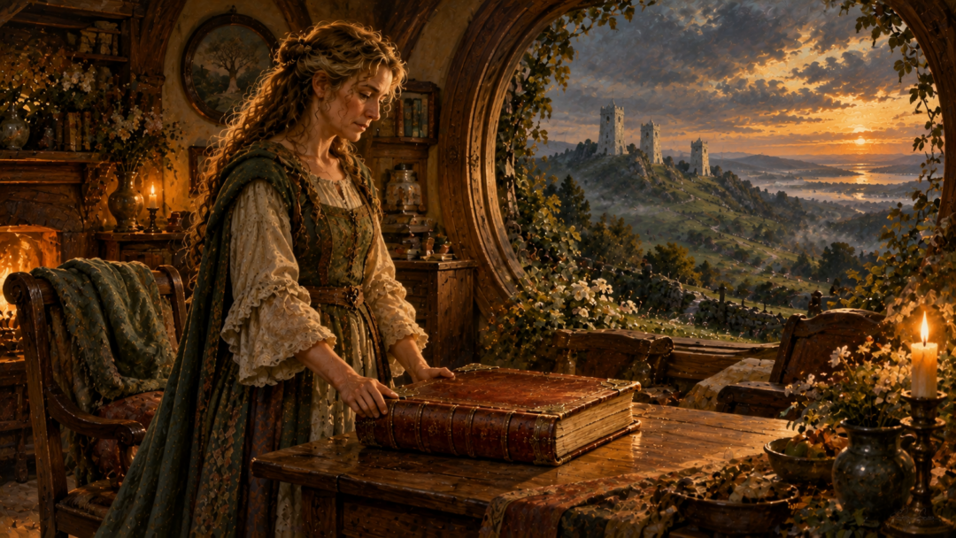 The Red Book preserved by Elanor at Undertowers after Samwise departs toward the west.